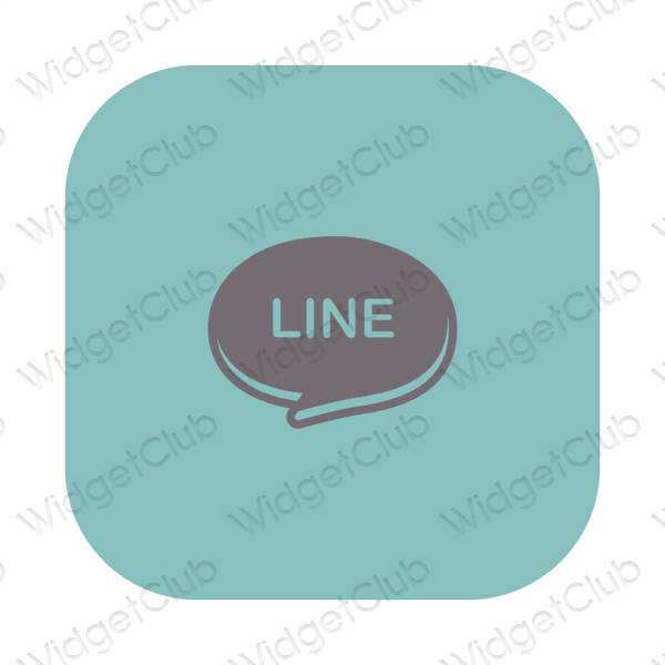 אֶסתֵטִי כחול פסטל LINE סמלי אפליקציה