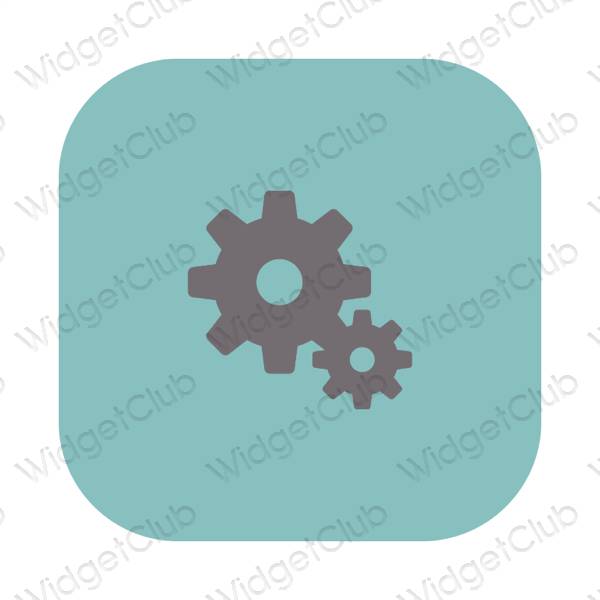 Estetyka pastelowy niebieski Settings ikony aplikacji