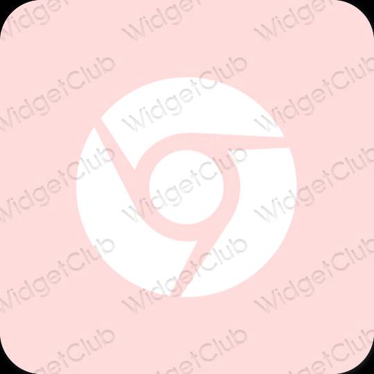 Estetis merah muda pastel Chrome ikon aplikasi