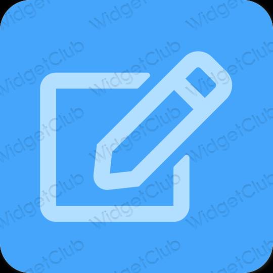 Estetski neon plava Notes ikone aplikacija