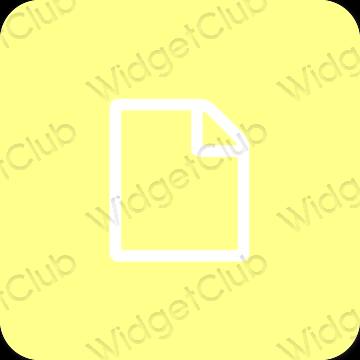 Estético amarelo Notes ícones de aplicativos