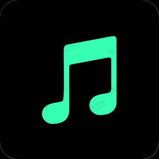 Esthétique noir LINE MUSIC icônes d'application