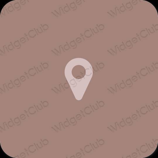 Estetski smeđa Map ikone aplikacija