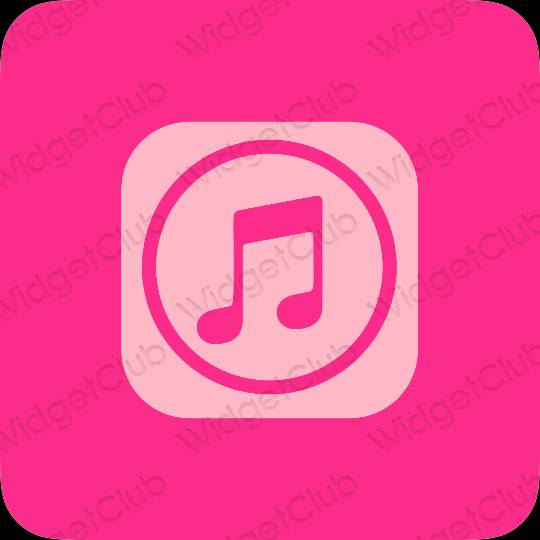 Aesthetic neon pink Music app icons