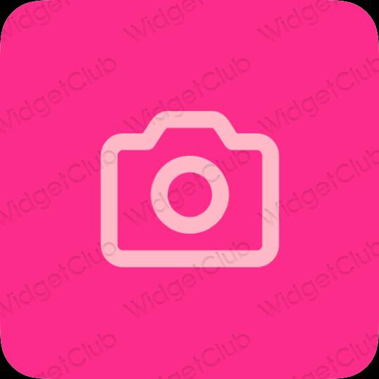 Aesthetic neon pink Camera app icons