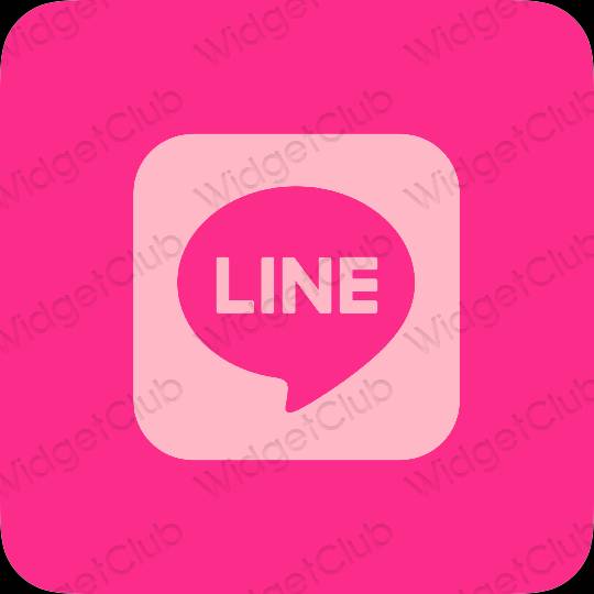 Aesthetic neon pink LINE app icons