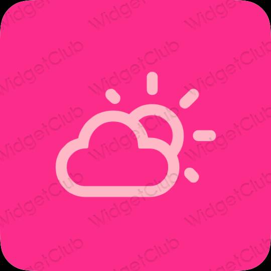 زیبایی شناسی صورتی نئونی Weather آیکون های برنامه