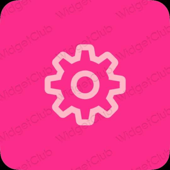 Aesthetic neon pink Settings app icons
