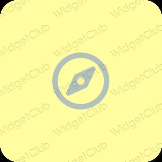 Естетичен жълто Safari икони на приложения