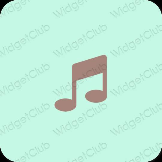 Estetyka pastelowy niebieski Music ikony aplikacji