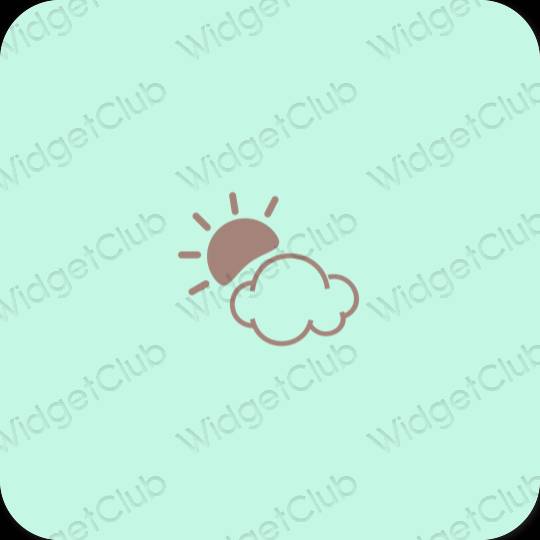 Thẩm mỹ màu xanh pastel Weather biểu tượng ứng dụng