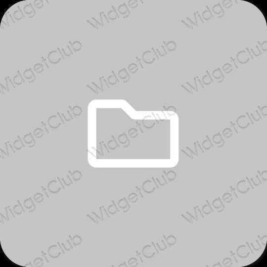 Estetický šedá Files ikony aplikací