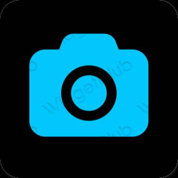 Estetické neónová modrá Camera ikony aplikácií