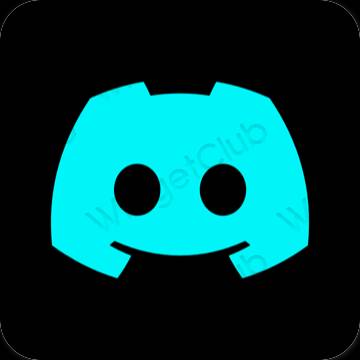 Estetik biru neon discord ikon aplikasi