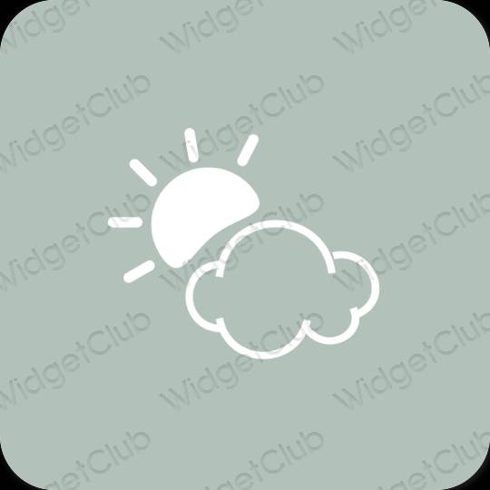 Aesthetic green Weather app icons