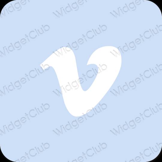 Æstetisk pastel blå Vimeo app ikoner