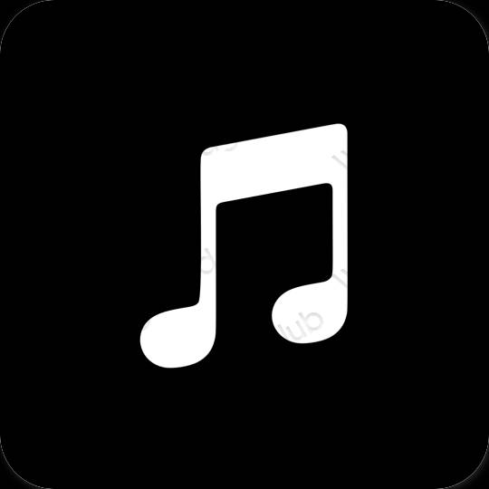Естетичен черен Apple Music икони на приложения