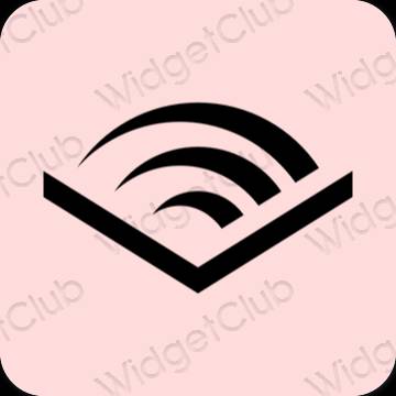 Aesthetic pink Audible app icons