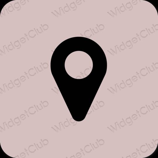 Estetski pastelno ružičasta Map ikone aplikacija