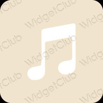 Estético bege Apple Music ícones de aplicativos