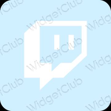 Estetik biru pastel Twitch ikon aplikasi