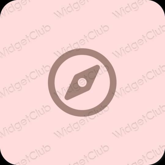 Estetické pastelovo ružová Safari ikony aplikácií
