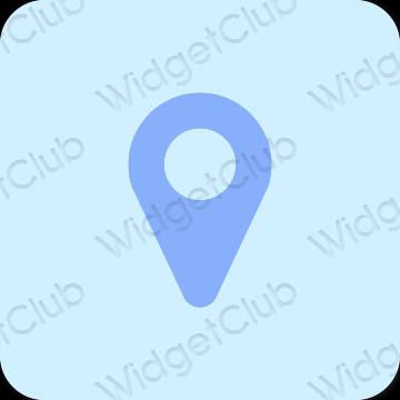 Estético azul pastel Google Map ícones de aplicativos
