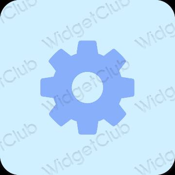 Estetski pastelno plava Settings ikone aplikacija