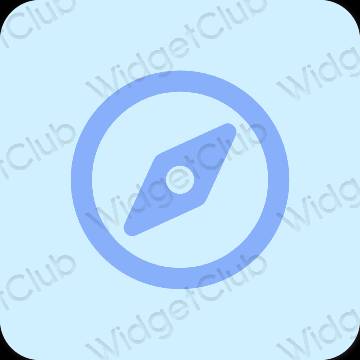 Esteetiline pastelne sinine Safari rakenduste ikoonid