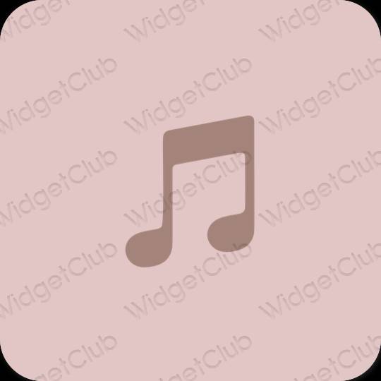 Estetik merah jambu pastel Music ikon aplikasi