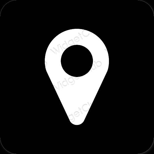 Estetis hitam Map ikon aplikasi