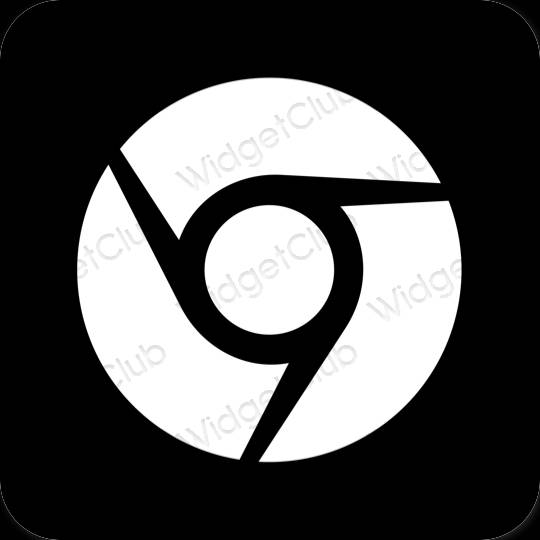 Aesthetic black Chrome app icons