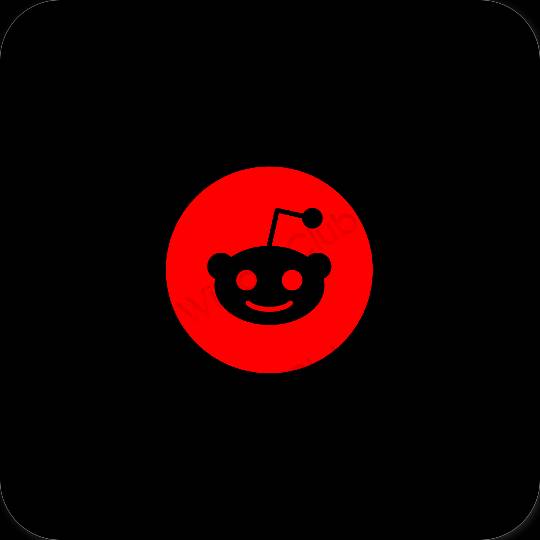Estetyka czarny Reddit ikony aplikacji
