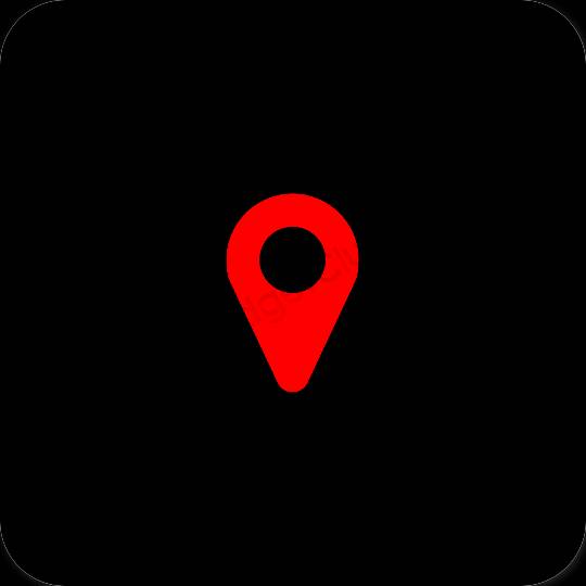 Estetické čierna Google Map ikony aplikácií