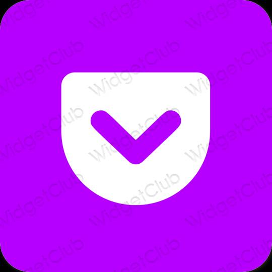 Esztétika lila Pocket alkalmazás ikonok