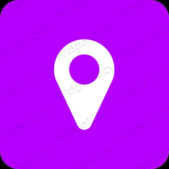 Esthétique rose néon Google Map icônes d'application