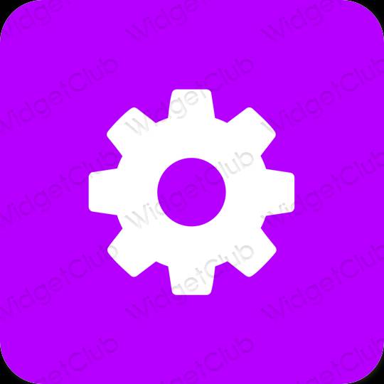 Estetické neónovo ružové Settings ikony aplikácií