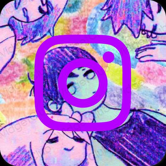 אֶסתֵטִי ורוד ניאון Instagram סמלי אפליקציה