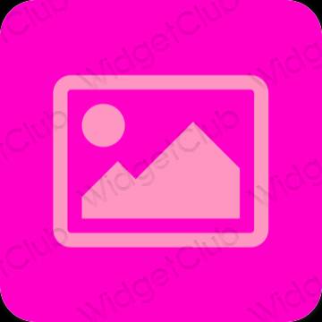 Aesthetic neon pink Photos app icons