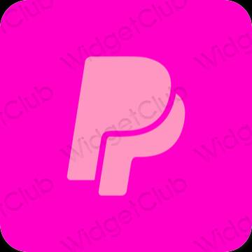 Stijlvol Neon roze Paypal app-pictogrammen