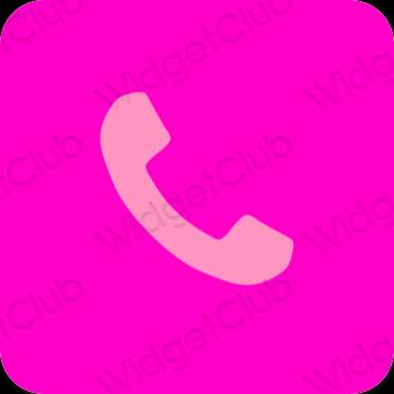 Estetický neonově růžová Phone ikony aplikací