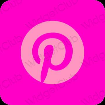 Estetinis neoninės rožinės spalvos Pinterest programėlių piktogramos