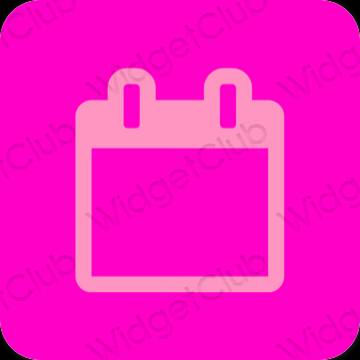 Estetické neónovo ružové Calendar ikony aplikácií