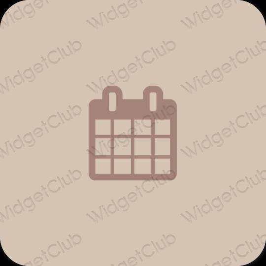 Esthétique beige Calendar icônes d'application