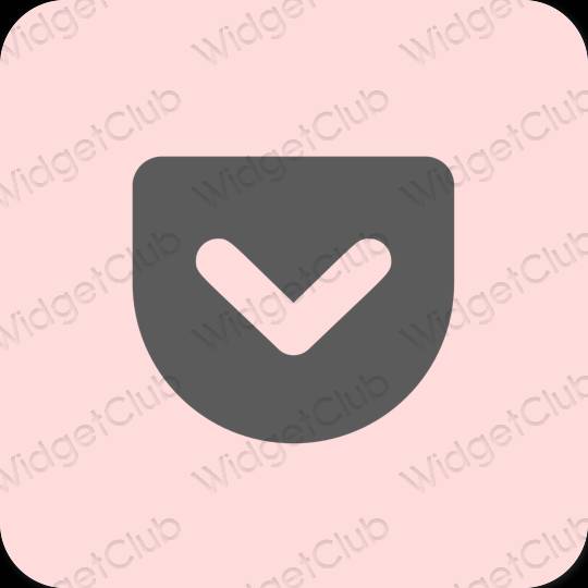 Estetik merah jambu Pocket ikon aplikasi