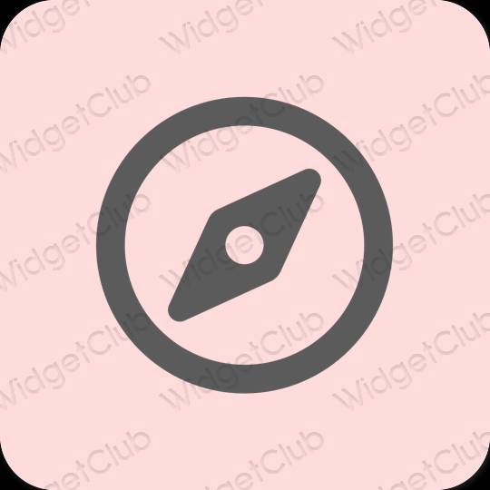 Estetik merah jambu pastel Safari ikon aplikasi