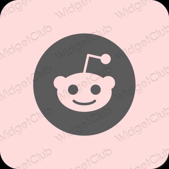 Estetis merah muda pastel Reddit ikon aplikasi