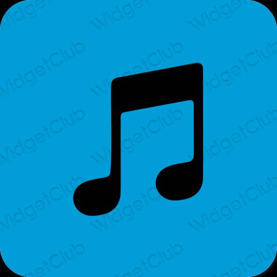 Естетичен неоново синьо Music икони на приложения