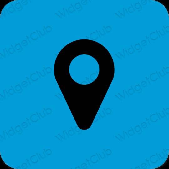 Æstetisk neon blå Google Map app ikoner