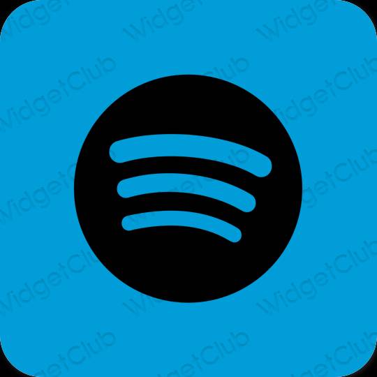 Estetik biru neon Spotify ikon aplikasi